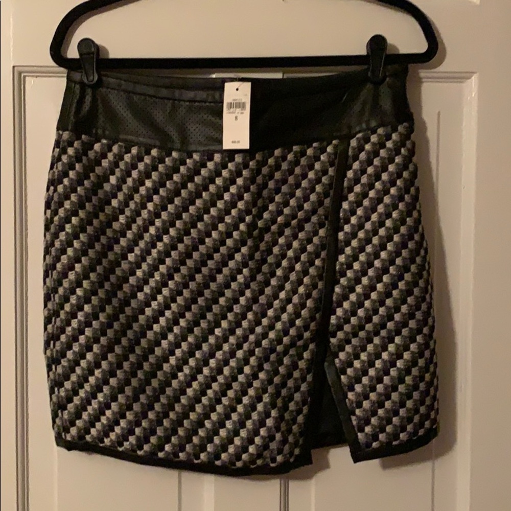 Black/ White/ Grey and Leather Skirt, Size 8